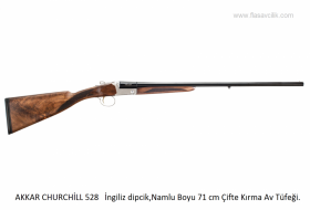 AKKAR CHURCHİLL 528   İngiliz dipcik,Namlu Boyu 71 cm Çifte Kırma Av Tüfeği.