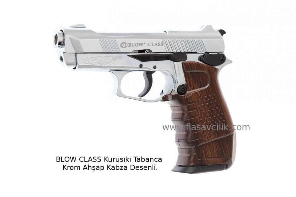 BLOW CLASS Kurusıkı Tabanca Krom Ahşap Kabza Desenli.