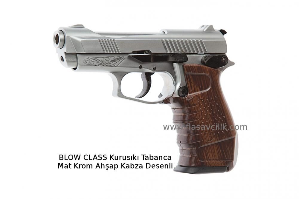BLOW CLASS Kurusıkı Tabanca Mat Krom Ahşap Kabza Desenli.