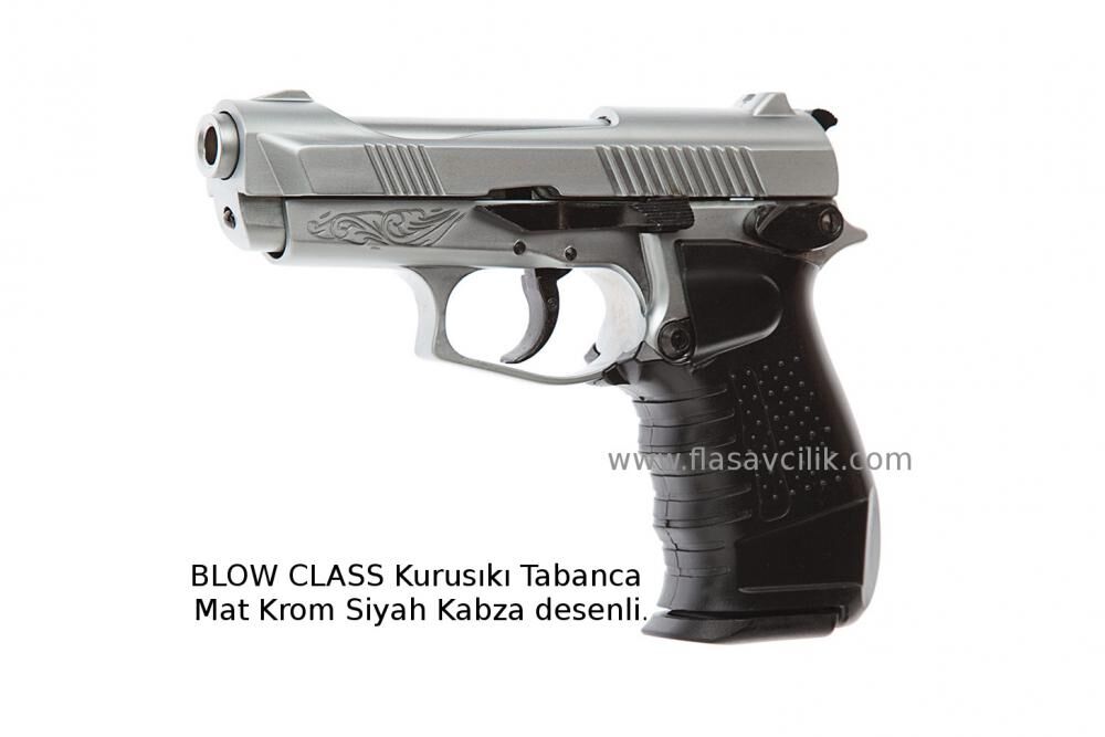 BLOW CLASS Kurusıkı Tabanca Mat Krom Siyah Kabza desenli.