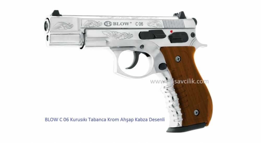 BLOW C 75 Kurusıkı Tabanca Krom Ahşap Kabza Desenli.