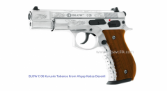 BLOW C 75 Kurusıkı Tabanca Krom Ahşap Kabza Desenli.
