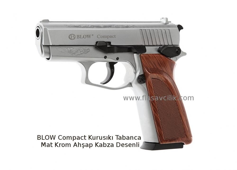 BLOW Compact Kurusıkı Tabanca Mat Krom Ahşap Kabza Desenli.