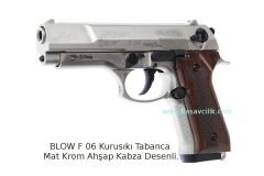 BLOW F 06 Kurusıkı Tabanca Mat Krom Ahşap Kabza Desenli.