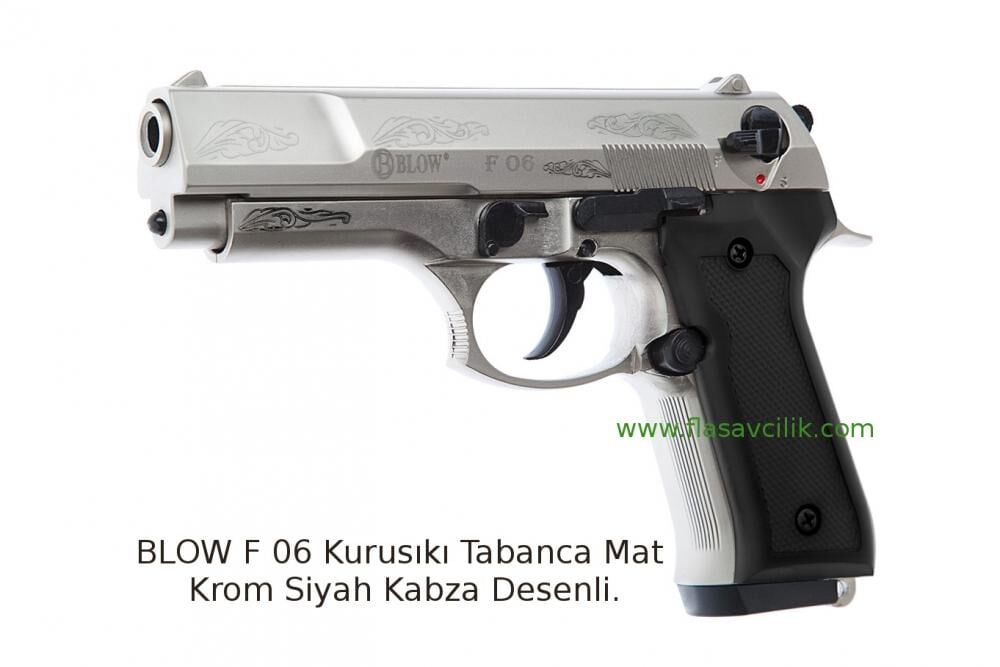 BLOW F 06 Kurusıkı Tabanca Mat Krom Siyah Kabza Desenli.