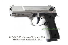 BLOW F 06 Kurusıkı Tabanca Mat Krom Siyah Kabza Desenli.