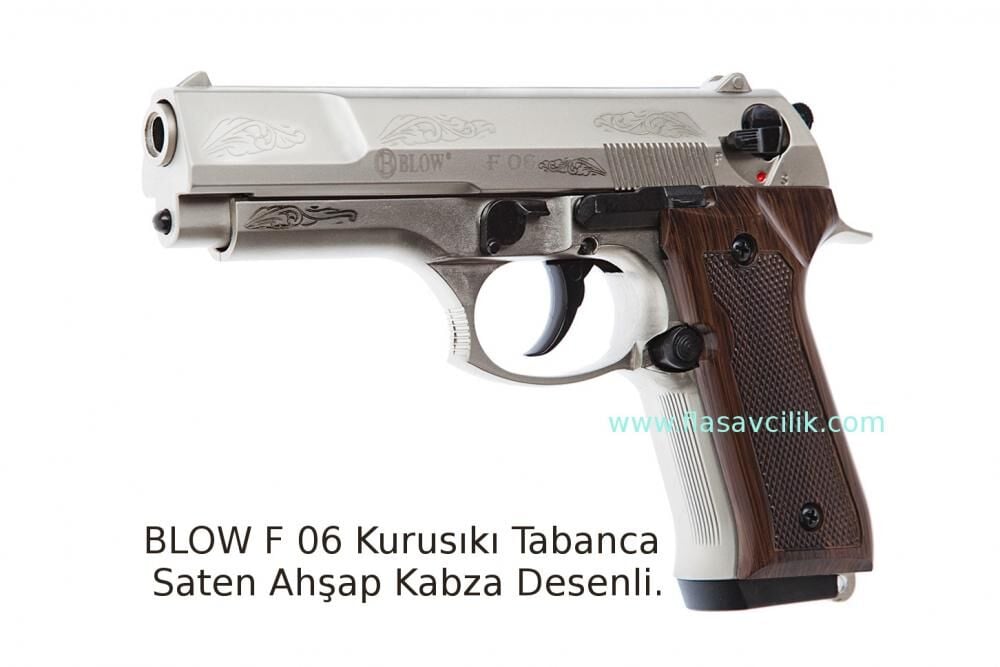 BLOW F 06 Kurusıkı Tabanca Saten Ahşap Kabza Desenli.