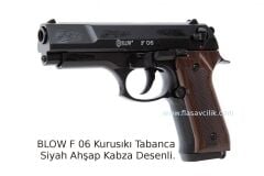 BLOW F 06 Kurusıkı Tabanca Siyah Ahşap Kabza Desenli.