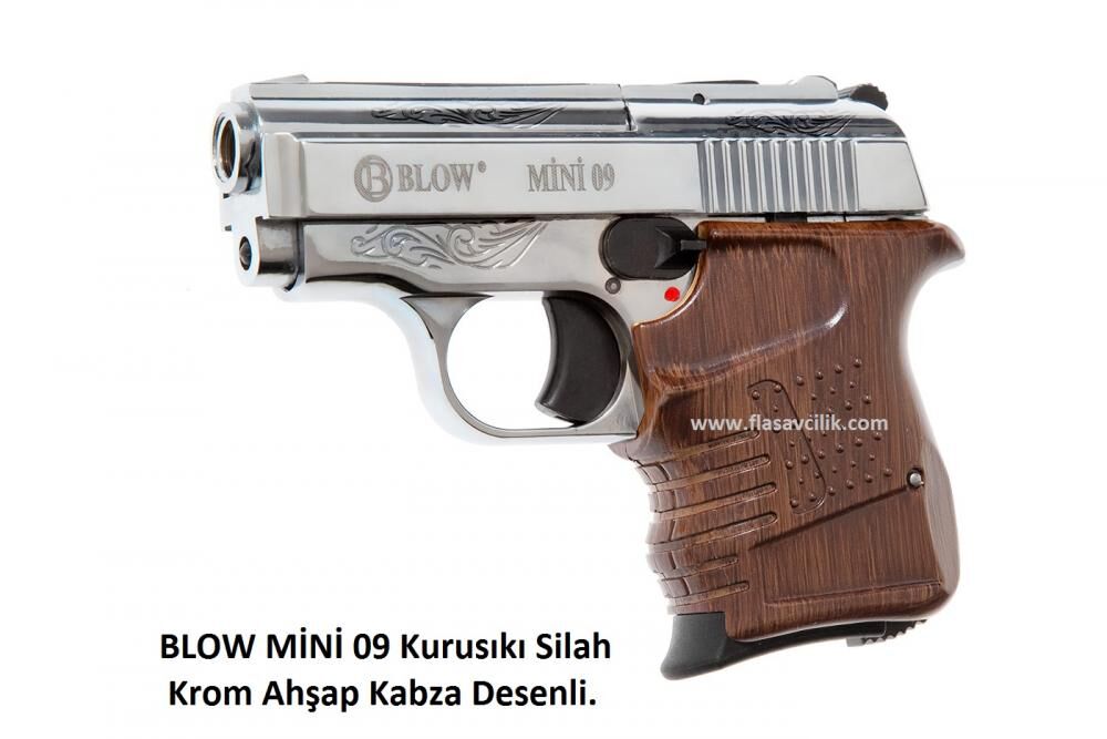 BLOW MİNİ 09 Kurusıkı Silah Krom Ahşap Kabza Desenli.