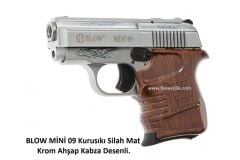 BLOW MİNİ 09 Kurusıkı Silah Mat Krom Ahşap Kabza Desenli.