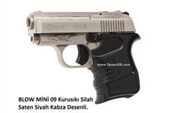 BLOW MİNİ 09 Kurusıkı Silah Saten Siyah Kabza Desenli.