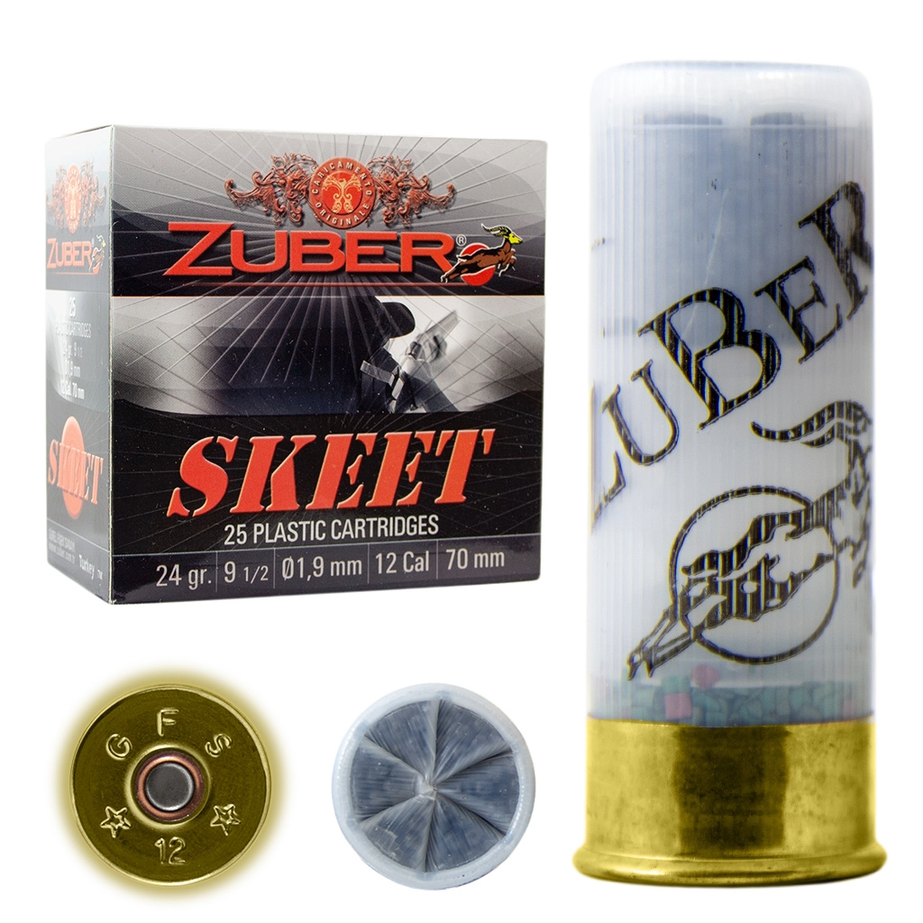 ZUBER 12 Kalibre 24 gram 9,5 Numara Skeet Atış Fişeği - Skeet (Soft Dolu - Bior)