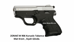ZORAKİ M 906 Kurusıkı Tabanca,Mat Krom Mekanizma,Siyah Polimer Gövde.