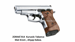 ZORAKİ 914  Kurusıkı Tabanca Mat Krom , Ahşap Kabza.