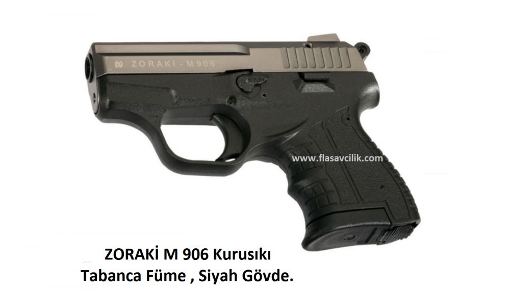 ZORAKİ M 906 Kurusıkı Tabanca,Füme Mekanizma,Siyah Polimer Gövde.