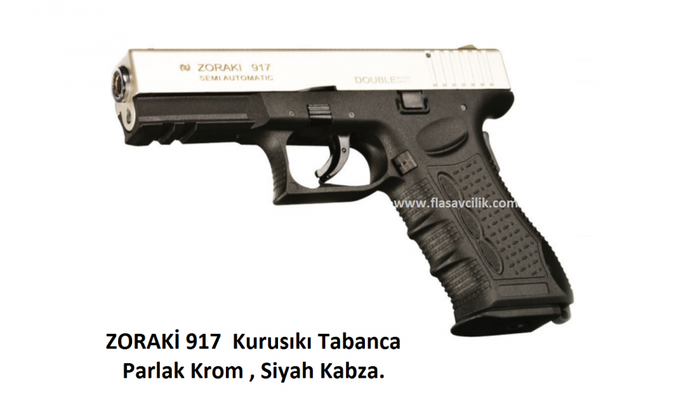 ZORAKİ 917  Kurusıkı Tabanca,Parlak Mekanizma,Siyah Polimer Gövde