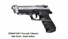 ZORAKİ 918 T Kurusıkı Tabanca,Mat Krom Mekanizma,Siyah Polimer Gövde.