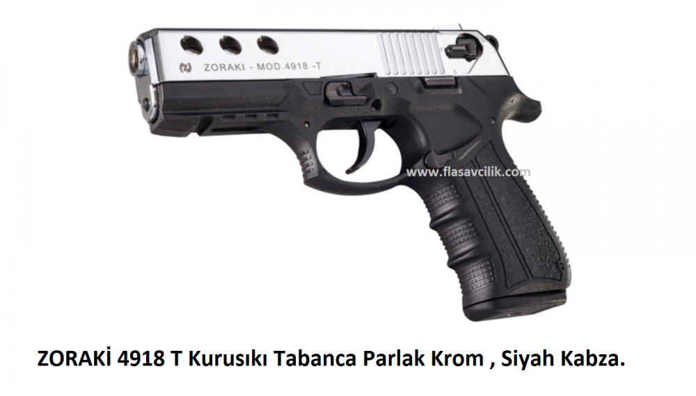 ZORAKİ 4918 T Kurusıkı Tabanca,Parlak Mekanizma,Siyah Polimer Gövde.