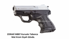 ZORAKİ M807 Kurusıkı Tabanca,Mat Krom Mekanizma,Siyah Polimer Gövde.
