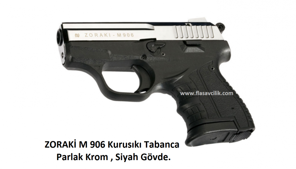 ZORAKİ M 906 Kurusıkı Tabanca,Parlak Mekanizma,Siyah Polimer Gövde.