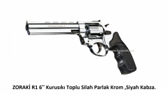 ZORAKİ R1 6'' Kurusıkı Toplu Silah Parlak Krom ,Siyah Kabza.