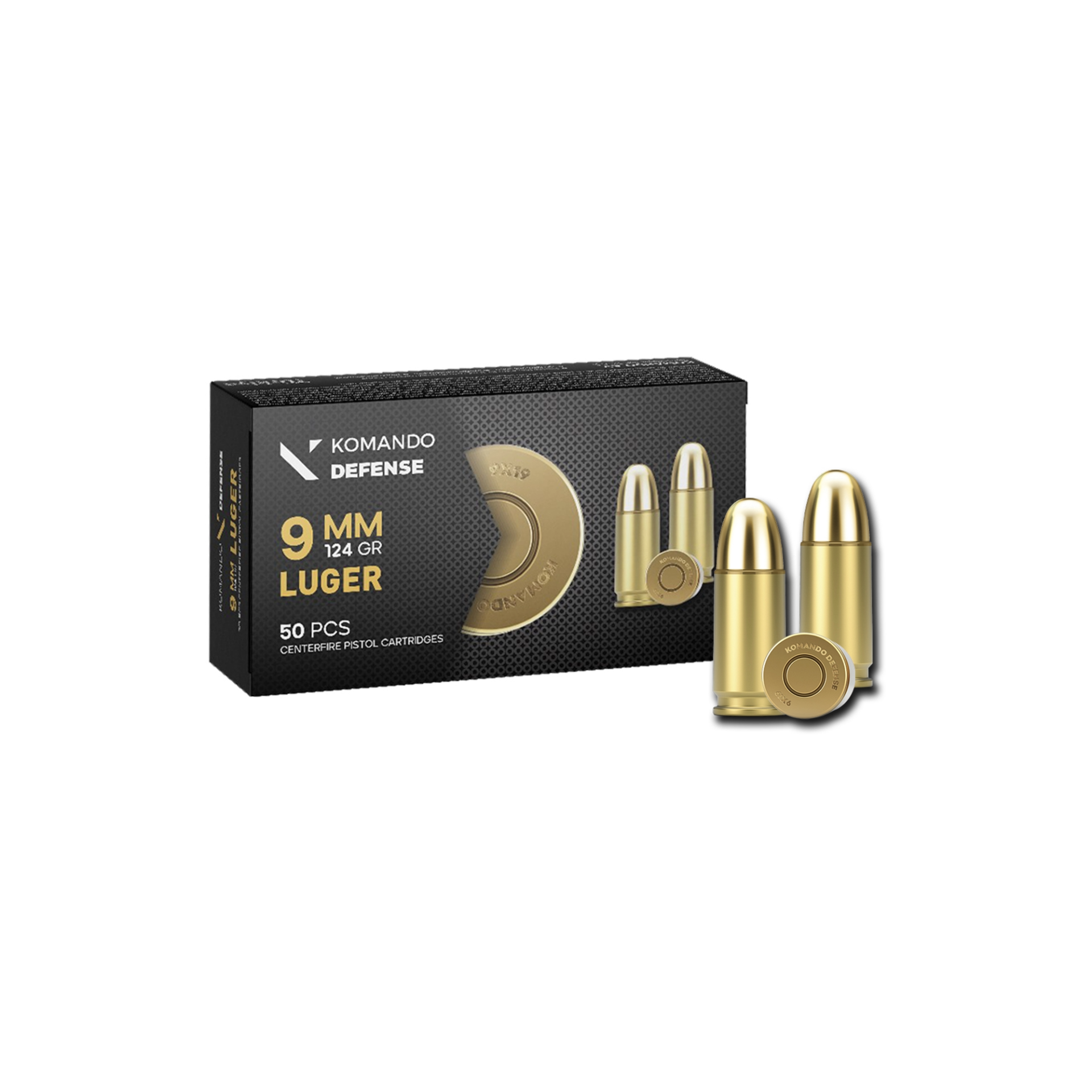 9X19 MM KOMANDO DEFENCE (FMJ-124 GRN) PİRİNÇ (LUGER) TABANCA FİŞEĞİ