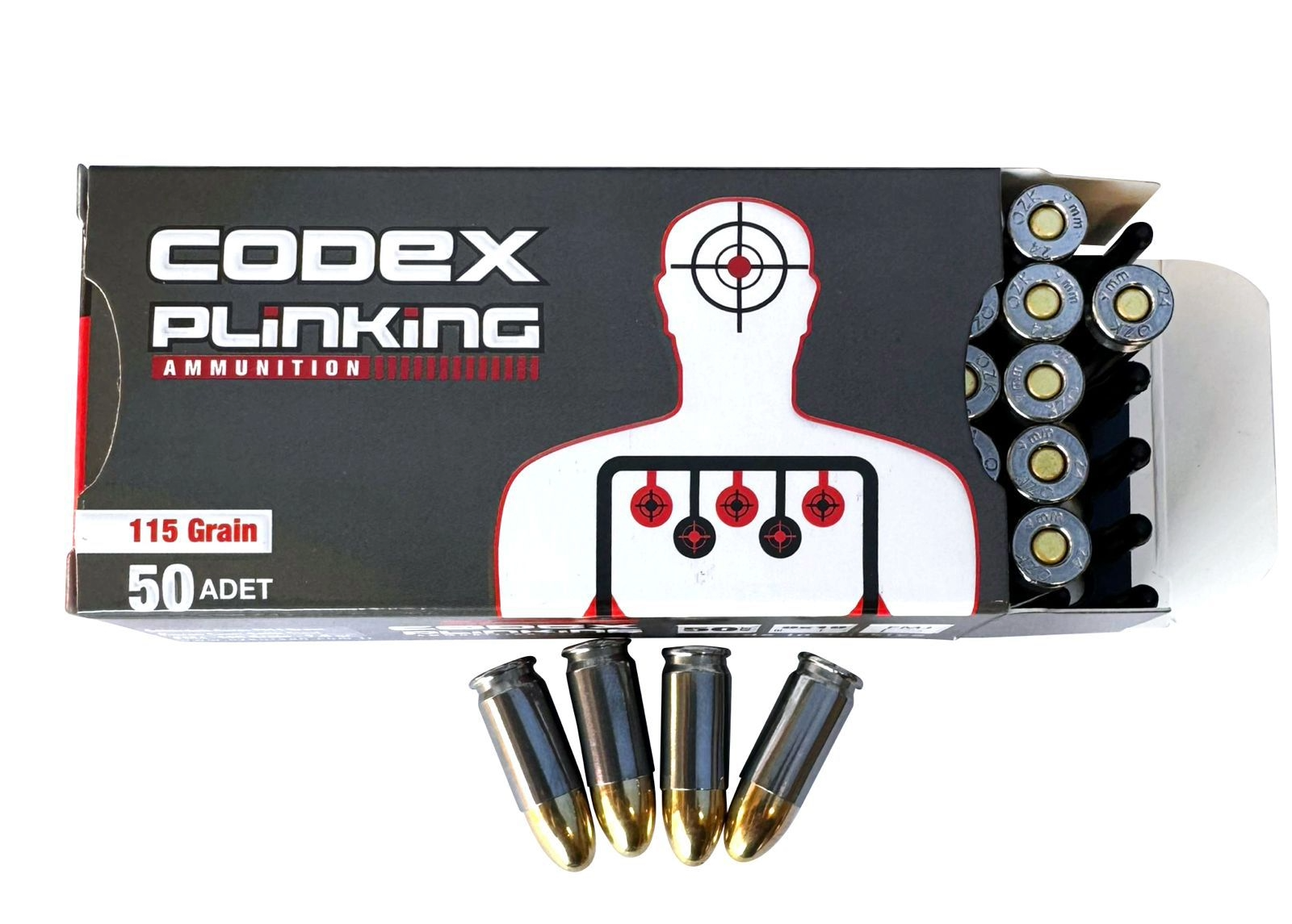 ÖZKURSAN 9X19 MM (LUGER) CODEX PLINKING (FMJ-115 GRN) TABANCA FİŞEĞİ