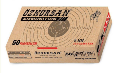 ÖZKURSAN 9X19 MM (PARA) ÖZKURSAN PİRİNÇ (FMJ-124 GRN.) TABANCA FİŞEĞİ