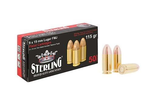 TURAÇ 9X19 MM LUGER-TURAÇ-STERLING (FMJ-115 GRN) TABANCA FİŞEĞİ