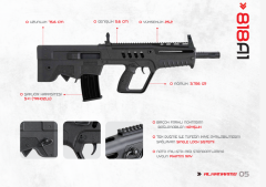 ALKANARMS 818 A1 H1 Haki 12 Calibre Bullpup Yarı Otomatik Yivsiz Av Tüfeği