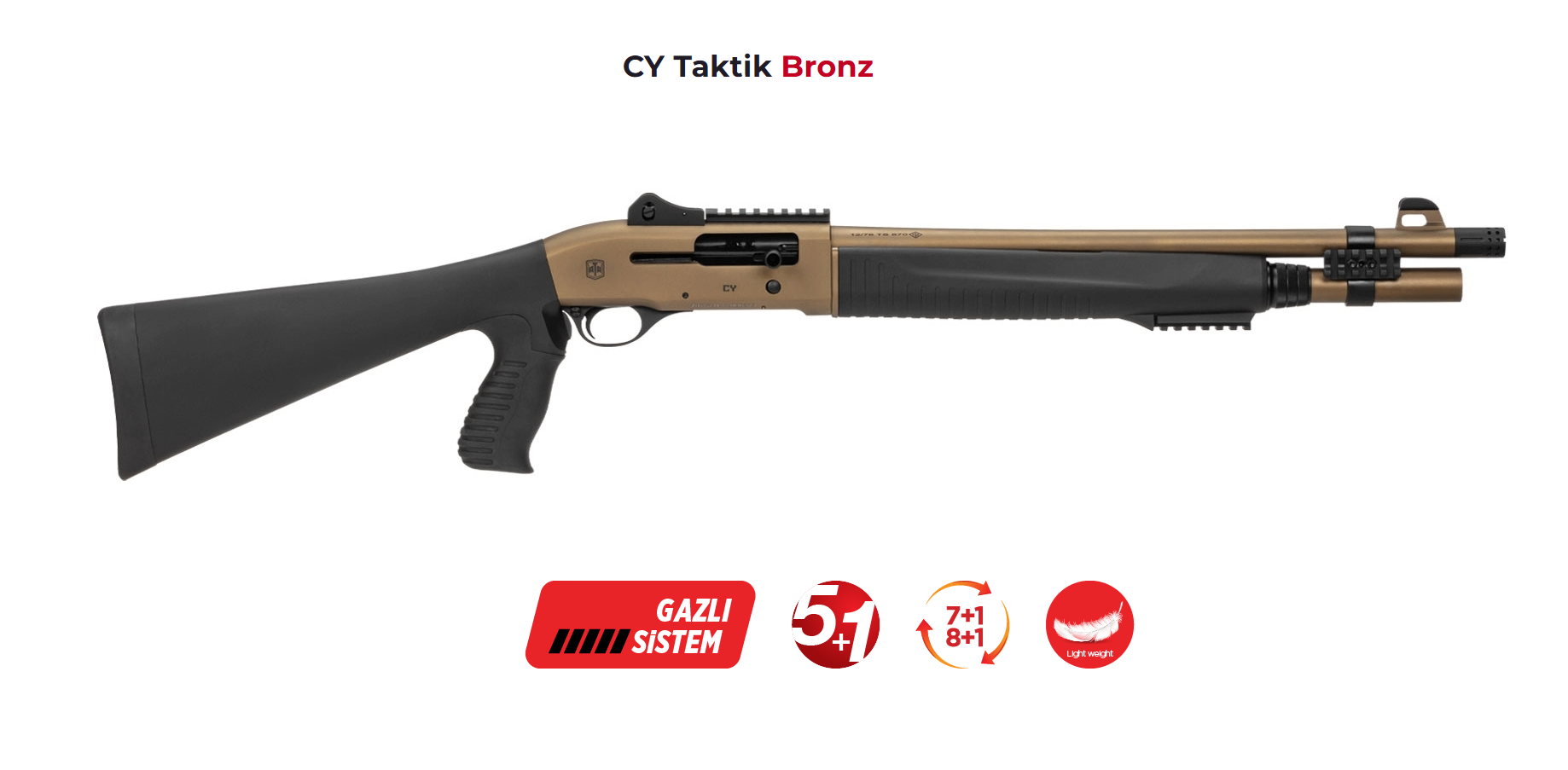 ATA ARMS CY Taktik Siyah Yarı Otomatik Av Tüfeği CY Taktik Bronz