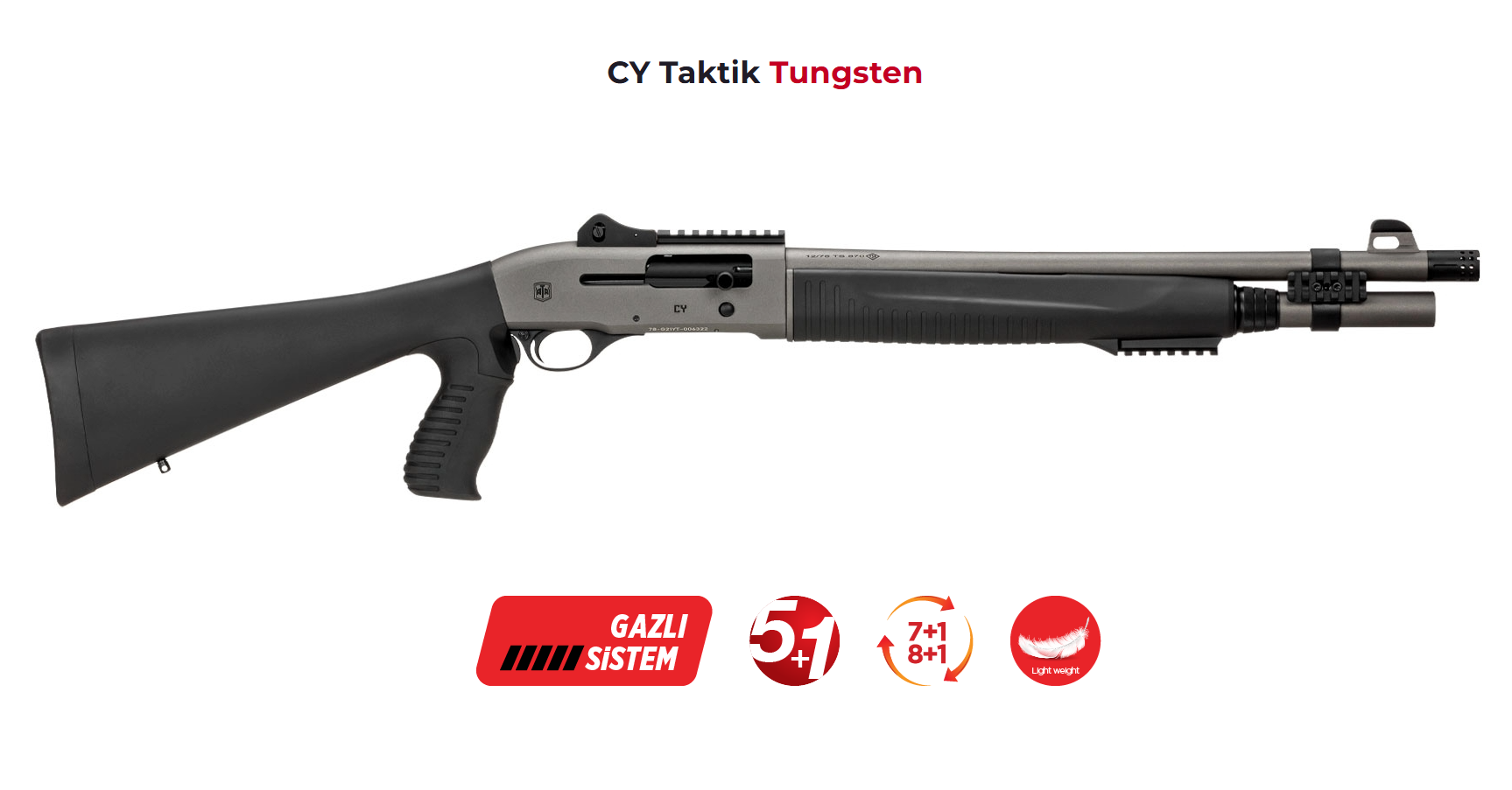 ATA ARMS CY Taktik Siyah Yarı Otomatik Av Tüfeği CY Taktik Tungsten